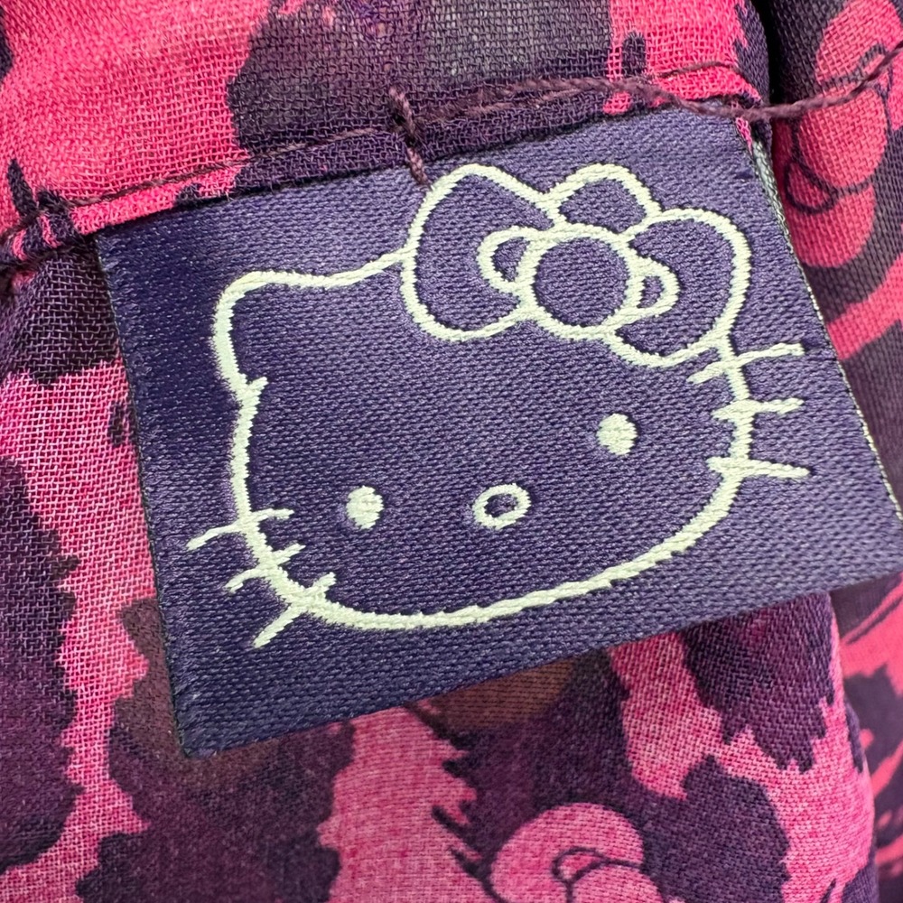 Hello Kitty Top Womens XL Pink Purple Leopard Print Tie Front Chiffon Layering - Picture 4 of 8